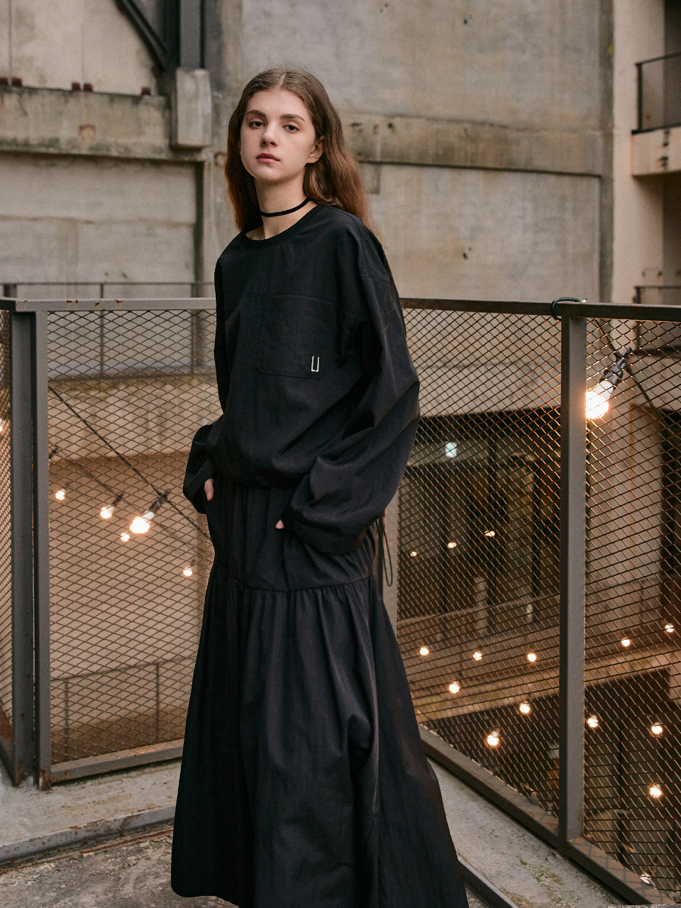 Shirring Taffeta Skirt (Black) | W Concept